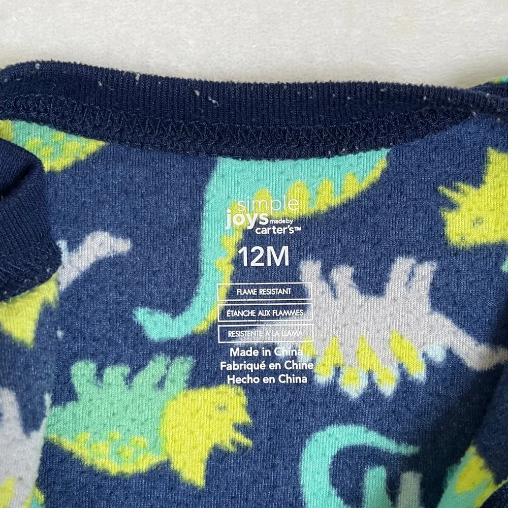 Simple Joys By Carter’s Baby Boy Zip Up Fleece Footed Pj’s Size 12 Months